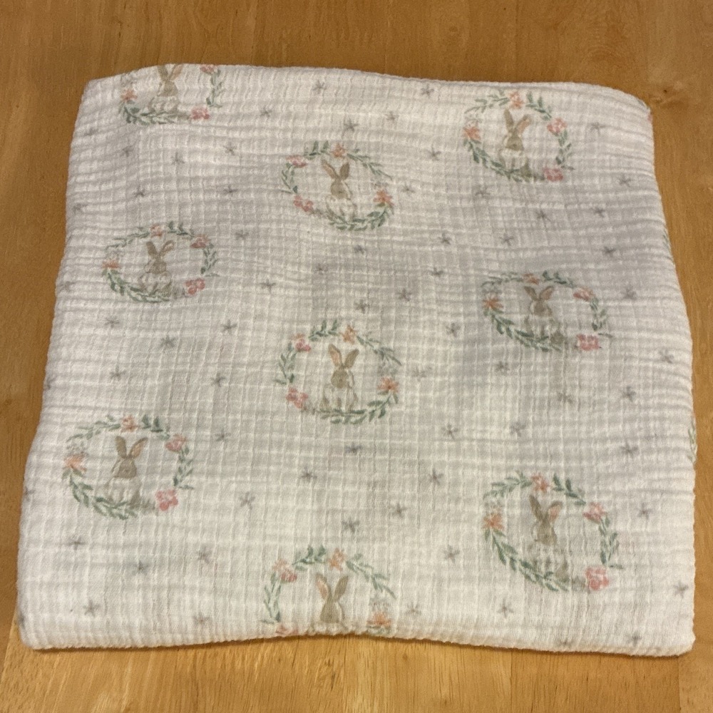 aden + anais essentials Cotton Muslin Swaddle Blanket Bunny Floral